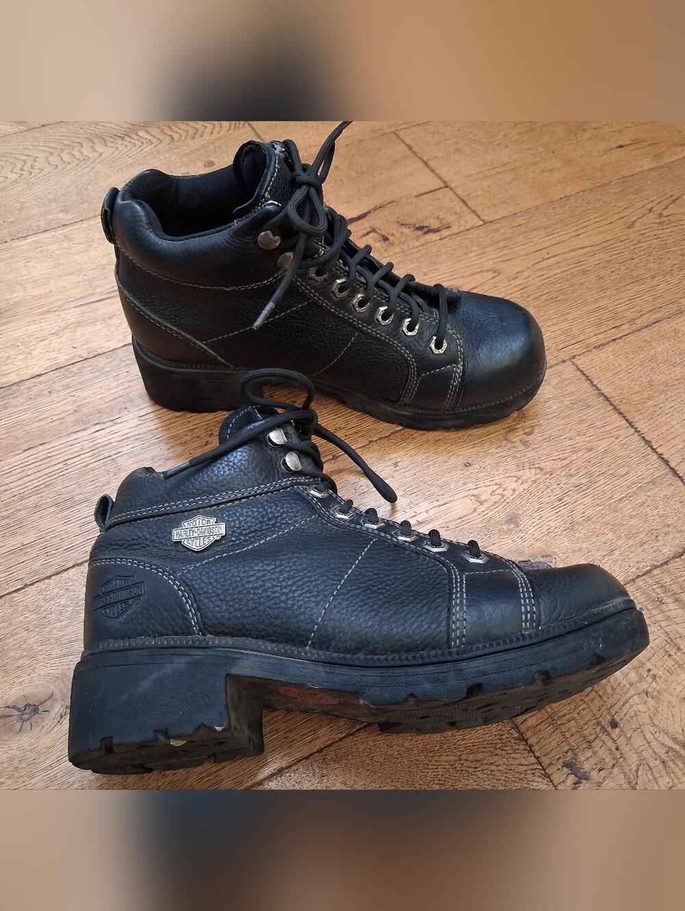 Harley Davidson Motorcycle Boots Women Size 10 Leather Black Lace up 84280